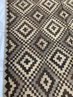 10x7 Handwoven Afghan Vintage Kilim Rug Geometric Tribal Wool Flatweave Carpet in Neutral Tones, Rugs For living Room, Farmhouse Rug 9.5x6.7