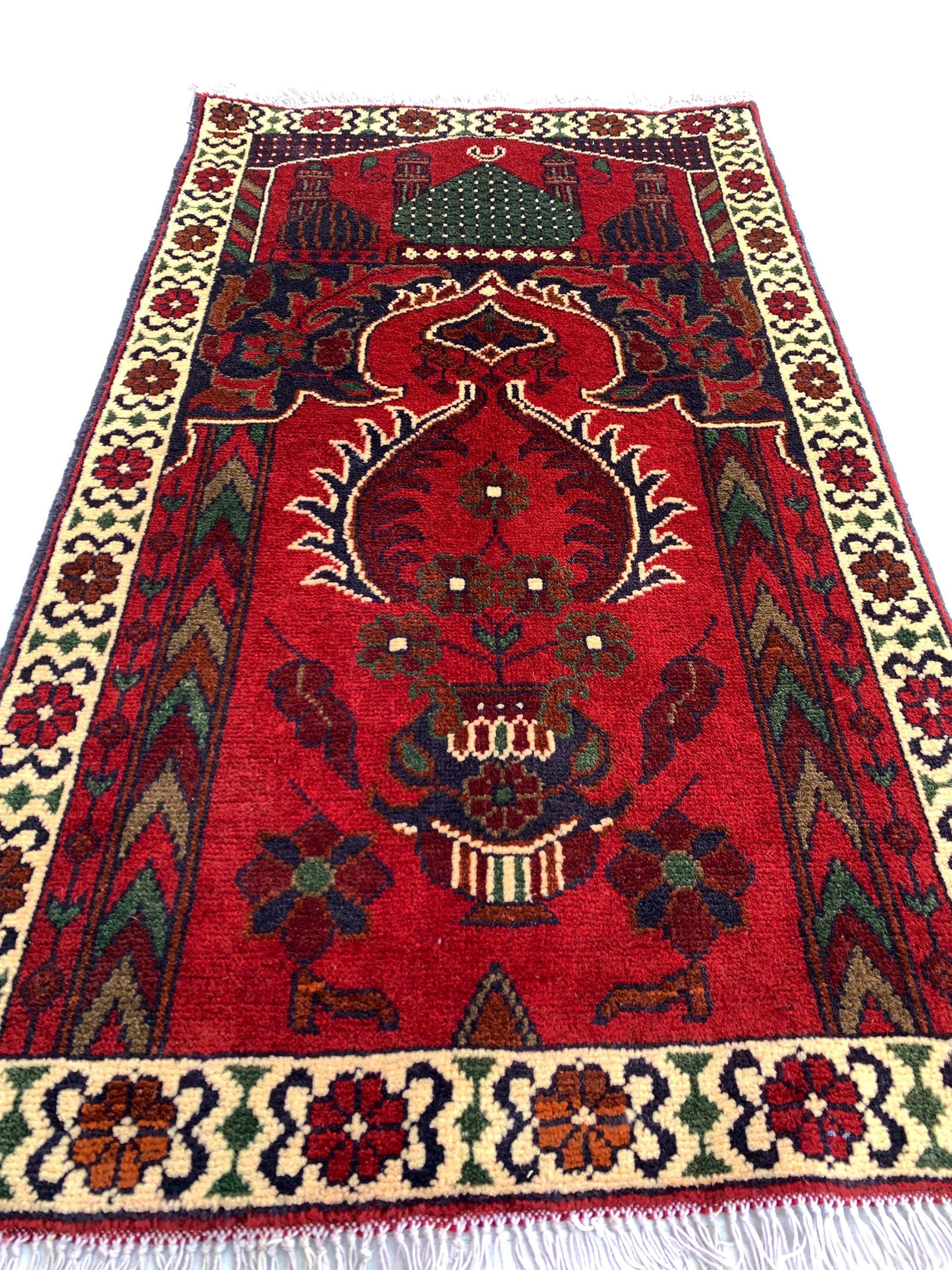 4x2 Handmade Prayer Mat | Islamic Rug | Muslim Prayer Rug | Soft & Luxurious Sajjadah | Turkish Style Janamaz | Islamic Gift 4.1x2.4 ft