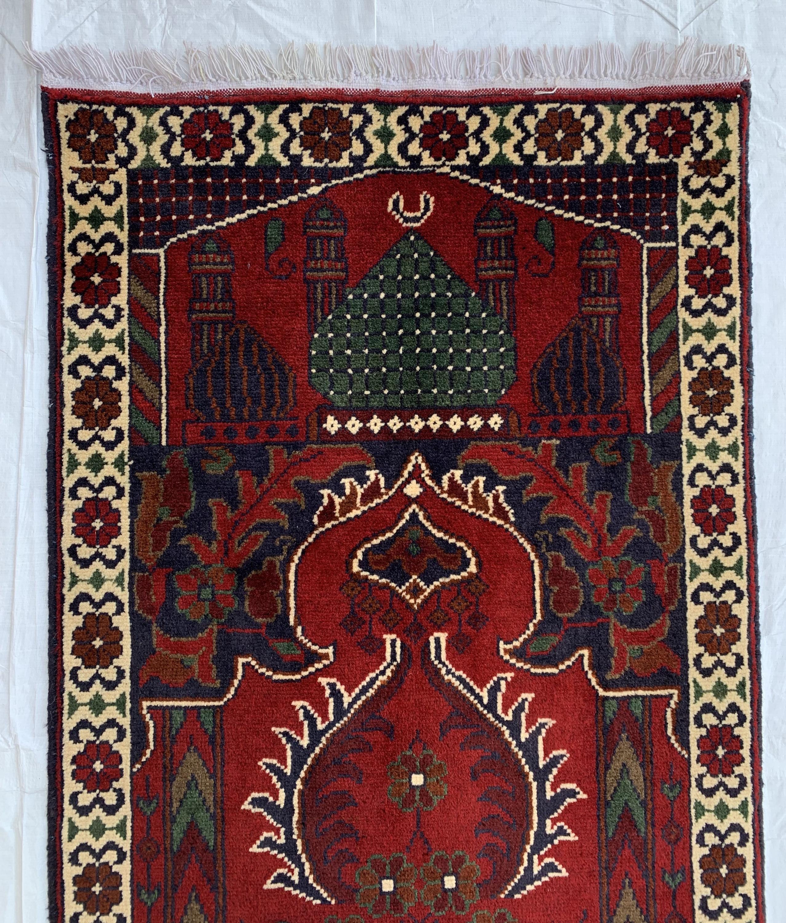 4x2 Handmade Prayer Mat | Islamic Rug | Muslim Prayer Rug | Soft & Luxurious Sajjadah | Turkish Style Janamaz | Islamic Gift 4.1x2.4 ft