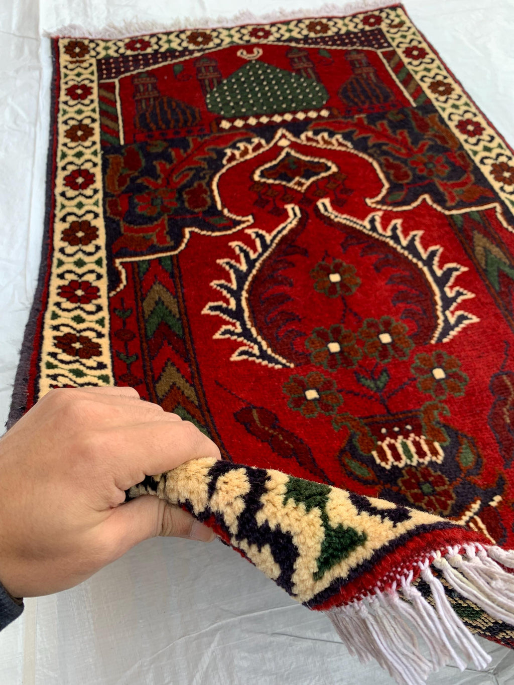 4x2 Handmade Prayer Mat | Islamic Rug | Muslim Prayer Rug | Soft & Luxurious Sajjadah | Turkish Style Janamaz | Islamic Gift 4.1x2.4 ft