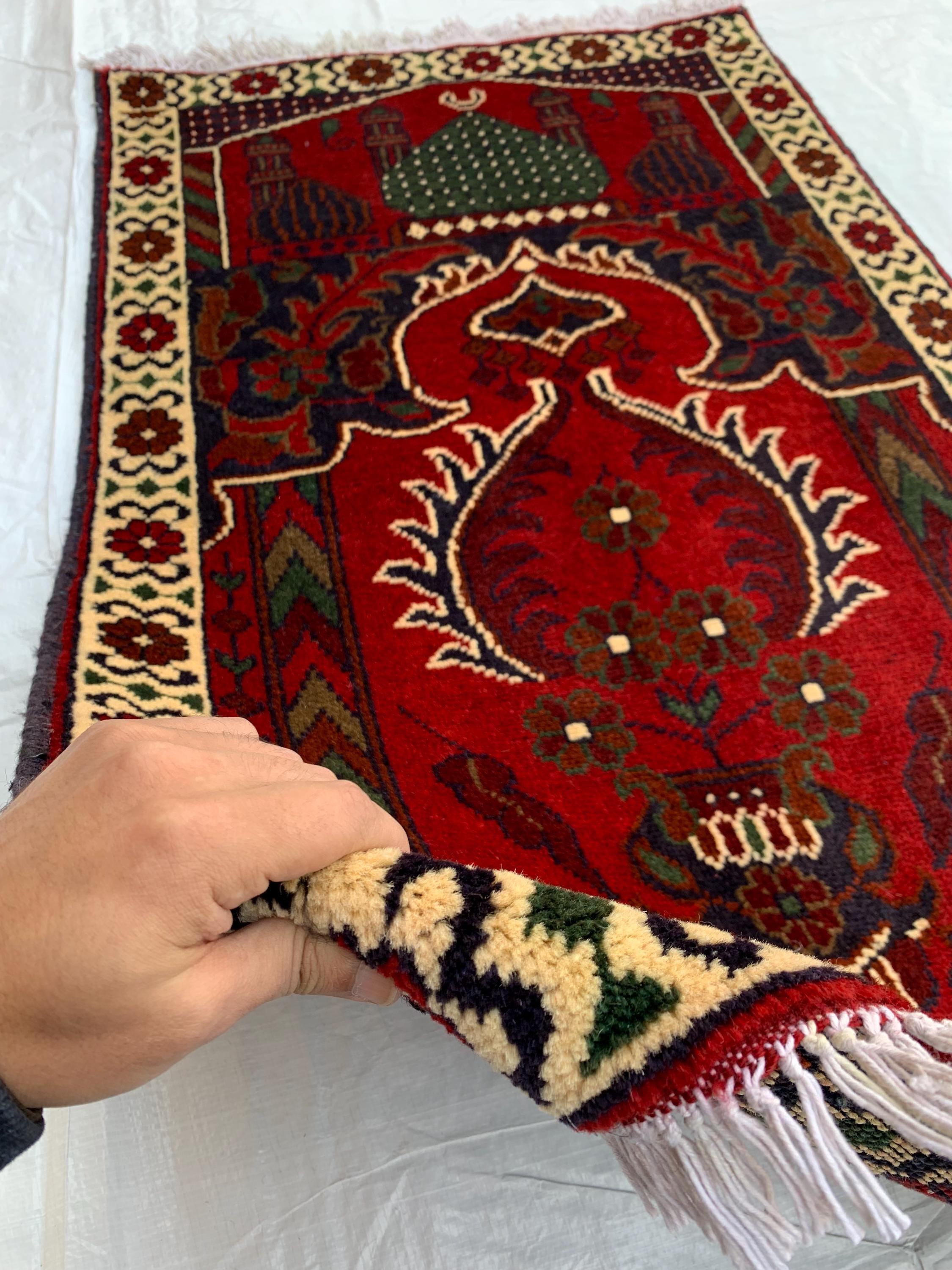 4x2 Handmade Prayer Mat | Islamic Rug | Muslim Prayer Rug | Soft & Luxurious Sajjadah | Turkish Style Janamaz | Islamic Gift 4.1x2.4 ft