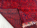 8x5 Authentic Afghan Bukhara Rug- Handmade Red Oriental Carpet, Geometric Wool Area Rug, Rugs For Living Room, Dining Room Rug 7.8x5.5 ft