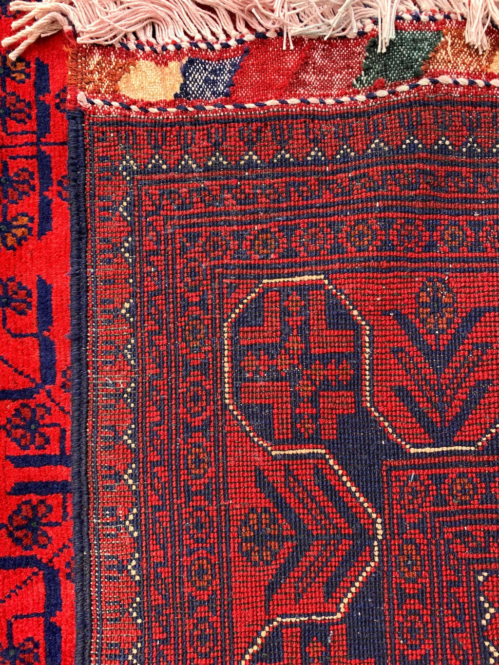 8x5 Authentic Afghan Bukhara Rug- Handmade Red Oriental Carpet, Geometric Wool Area Rug, Rugs For Living Room, Dining Room Rug 7.8x5.5 ft
