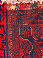 8x5 Authentic Afghan Bukhara Rug- Handmade Red Oriental Carpet, Geometric Wool Area Rug, Rugs For Living Room, Dining Room Rug 7.8x5.5 ft