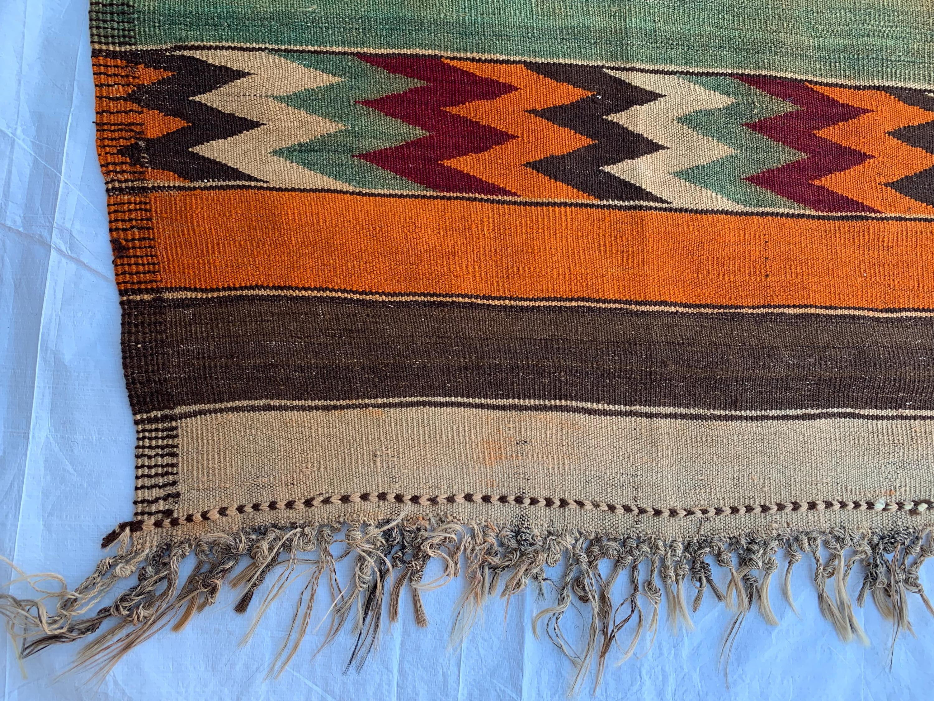 7x13 Vintage Handmade Afghan Kilim Rug – Abstract Geometric Tribal Art – Colorful Wool Flatweave, Collectible Rug 12.10x6.7 ft