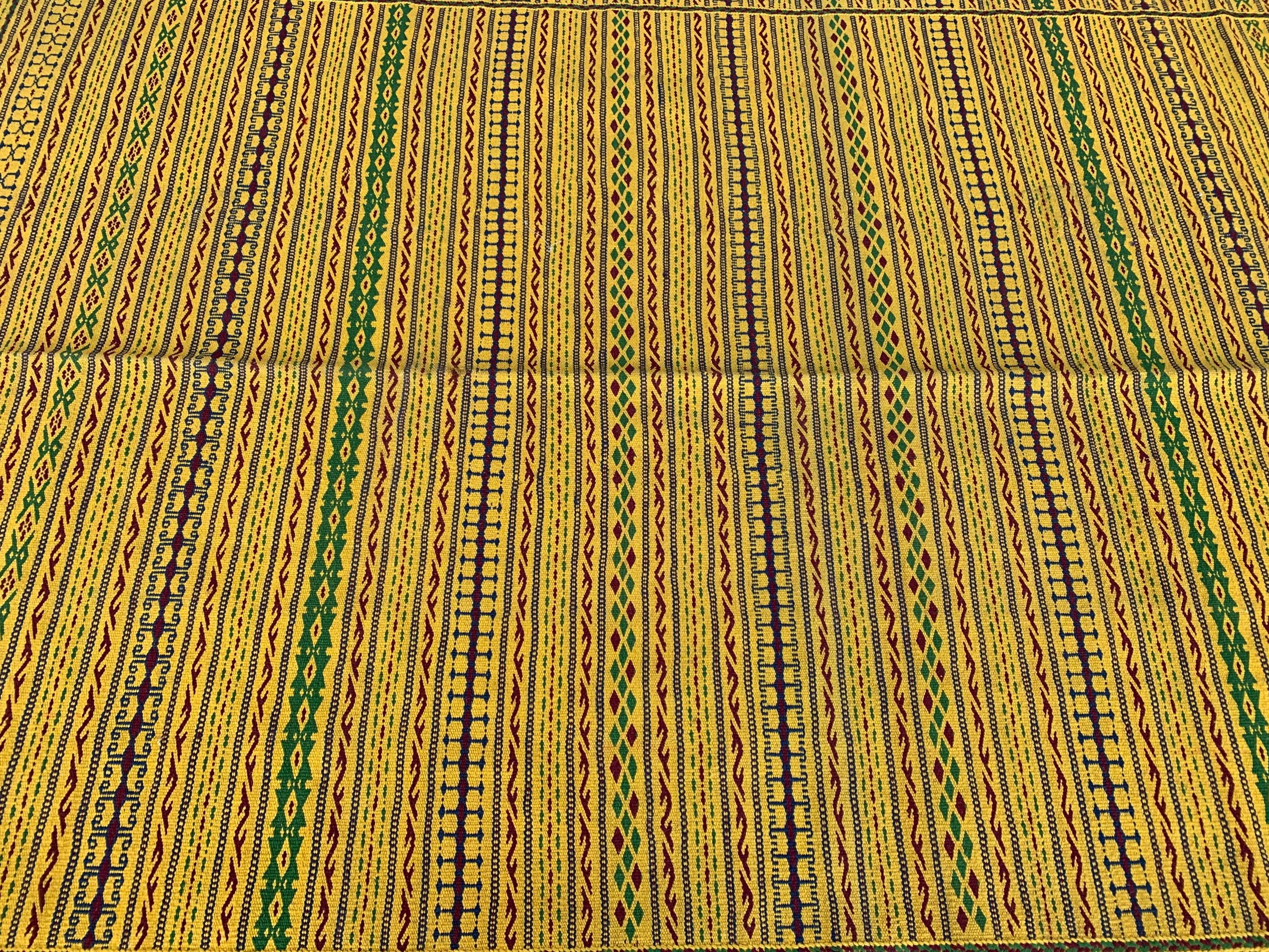 7x10 Handmade Afghan Kilim Rug Striped Nomadic Wool Carpet Yellow Bohemian Flatweave, Perfect For Farmhouse, Countryside Home 10.2x6.5