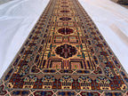 3x13 Handmade Afghan Gandum Naksha Runner Tribal Wool Rug, Traditional Geometric Hallway Carpet, Nomadic Bohemian Long Rug 13x2.8 ft