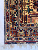 3x13 Handmade Afghan Gandum Naksha Runner Tribal Wool Rug, Traditional Geometric Hallway Carpet, Nomadic Bohemian Long Rug 13x2.8 ft