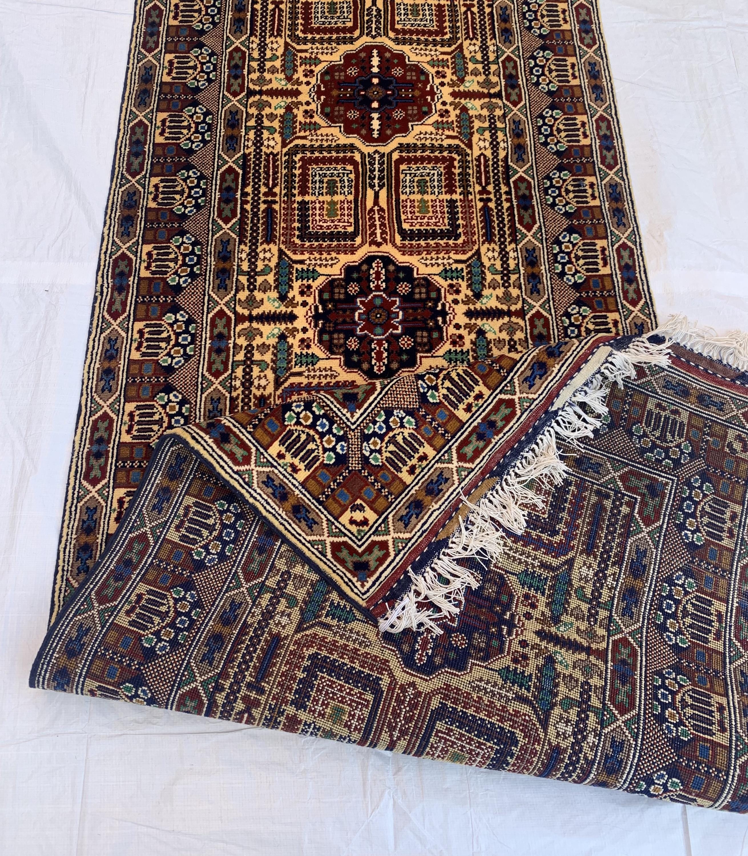 3x13 Handmade Afghan Gandum Naksha Runner Tribal Wool Rug, Traditional Geometric Hallway Carpet, Nomadic Bohemian Long Rug 13x2.8 ft