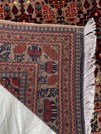 6.4x5 ft Handmade Afghan Tribal Rug – Vintage Wool Area Carpet, Red & Beige Geometric Bokhara Design, Perfect for living Room, Bedroom Rug