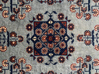 3x10 ft Handmade Afghan Bokhara Runner – Light Blue & Navy Wool Hallway Rug with Geometric Patterns, Entryway Rug, Stairs Rug, 10.5x2.8 ft