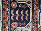 3x10 ft Handmade Afghan Bokhara Runner – Light Blue & Navy Wool Hallway Rug with Geometric Patterns, Entryway Rug, Stairs Rug, 10.5x2.8 ft