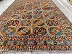 6x8 Hand-Knotted Chobi Rug – Beige & Multicolor Wool Carpet, Traditional Floral Design, Rug for living room, Bedroom Modern Rug 7.10x5.7 ft