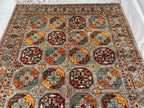 6x8 Hand-Knotted Chobi Rug – Beige & Multicolor Wool Carpet, Traditional Floral Design, Rug for living room, Bedroom Modern Rug 7.10x5.7 ft