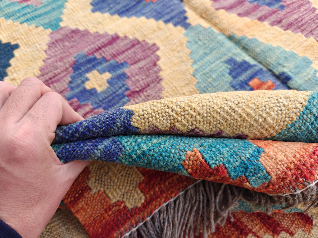 9.5x6.5 Colorful Kilim Handmade Rug, Large Tribal Area Rug, Rugs For Living Room, Afghan Traditional Bedroom Rug, Farmhouse Rug