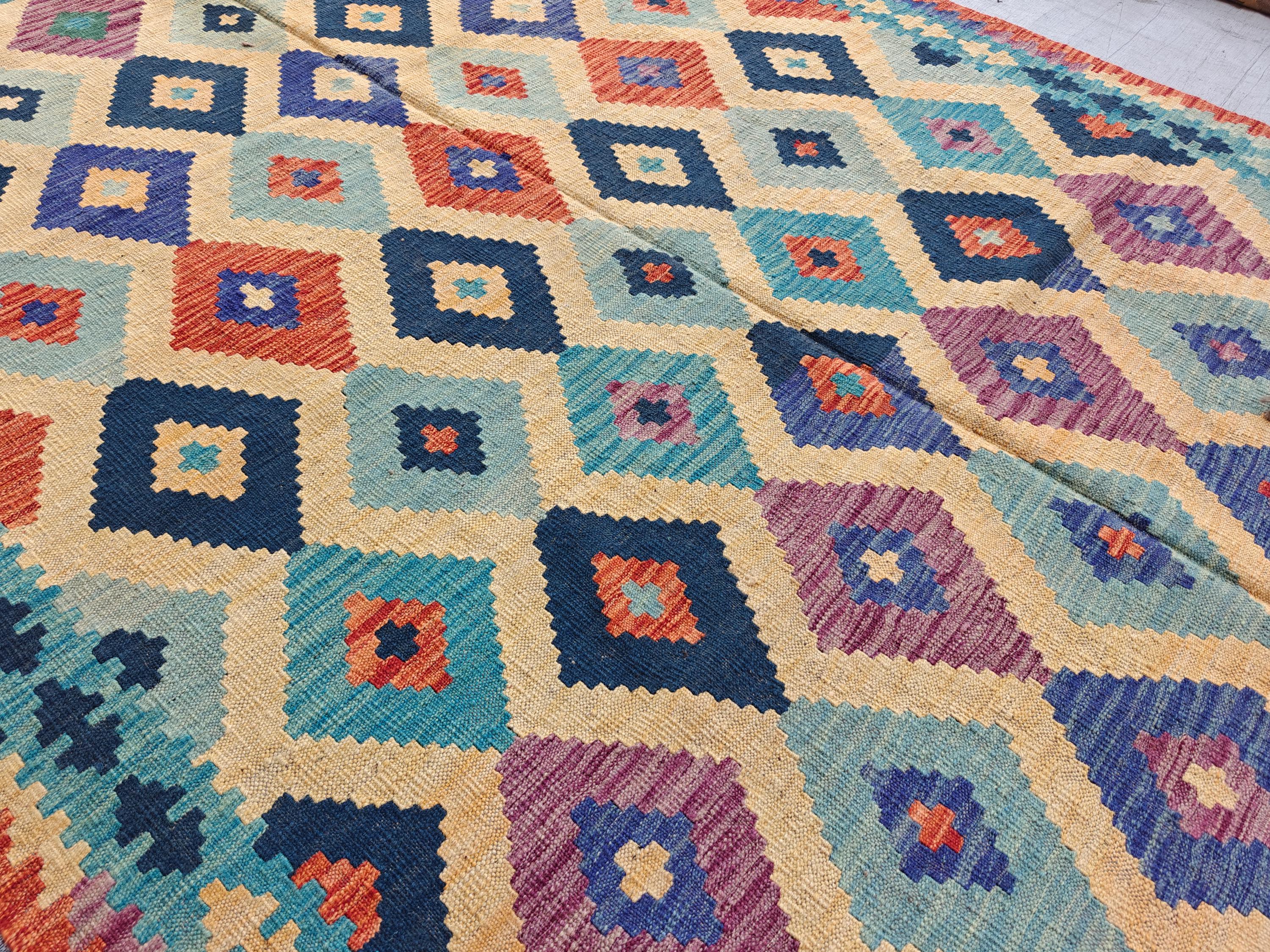 9.5x6.5 Colorful Kilim Handmade Rug, Large Tribal Area Rug, Rugs For Living Room, Afghan Traditional Bedroom Rug, Farmhouse Rug