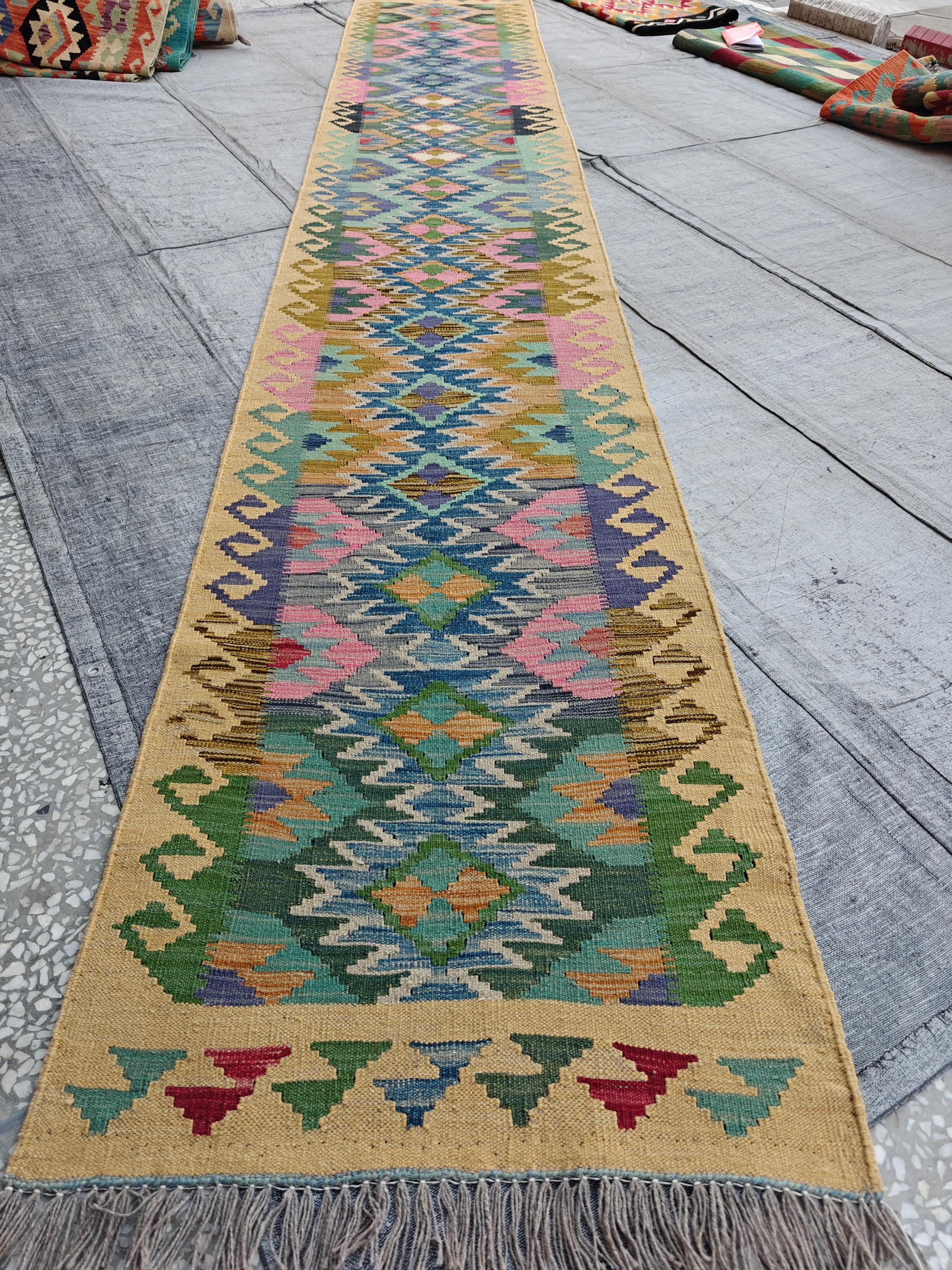 16x2 Long Narrow Hallway Runner, Afghan Handmade Runner, Entryway Runner, Traditional and Tribal Runner for Farmhouse, Living Room, Office