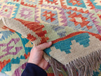 9.7x6.7 Kilim Tribal Afghan Handmade Rug, Colorful Kilim, Rugs For Living Room, Bedroom Rug, Farmhouse Rug, One of Kind Rug