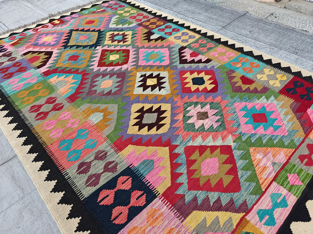 6x8ft, Kilim Afghan Handmade Tribal Rug, Rugs For Living Room, Bedroom Rug, Farmhouse Rug, Natural veg dye wool Rug, One of a kind Rug