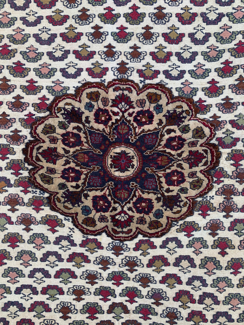 2x6 Rare Herati Rug | Hand-Knotted Wool Afghan Carpet | Vintage Tribal Rug With Floral and Geometric Pattern, Beige Oriental Rug 6.1x4.2 ft