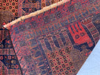 4x7 Vintage Baluchi Rug Hand-Knotted Wool Tribal Carpet | Animal Motif & Geometric Patterns Brown and Blue Afghan Nomadic Rug, 6.11x3.10 ft