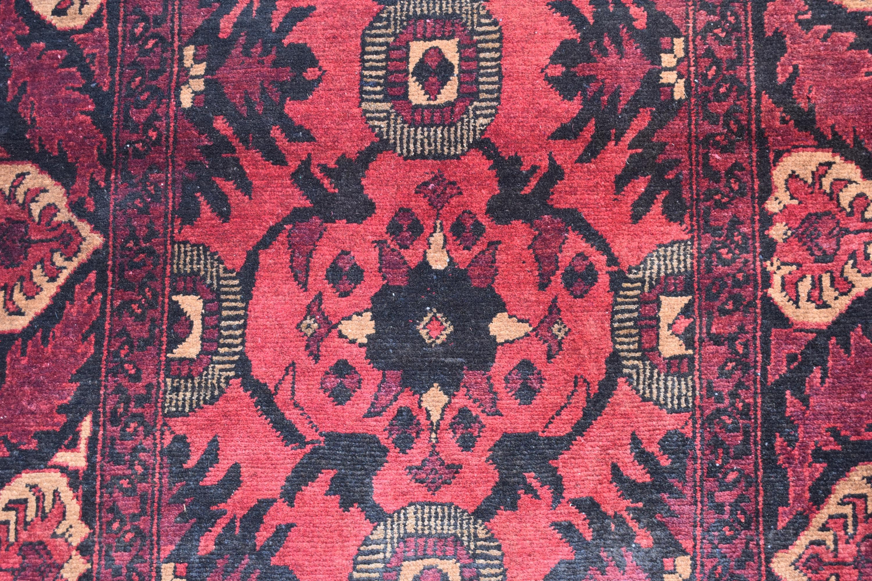 Antique Hand-Knotted Tribal Runner Rug – 9.8x2.9 ft, Vintage Afghan Wool Carpet with Bold Red Medallion Design, Rare Collectible Item