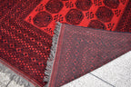 9.8x6.6 Ft vintage Pilpie (Elephant Foot) Afghan Handmade Rug Red Bright, Rugs for Living Room, Bedroom Rug, Office Rug Rare Collectible Rug