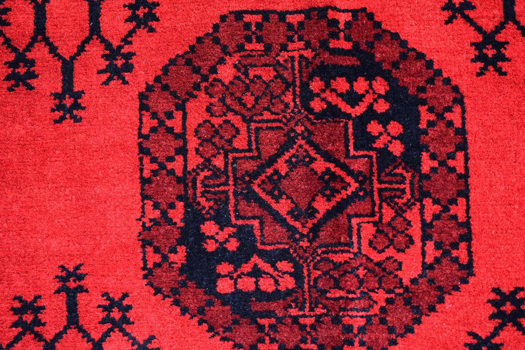 9.8x6.6 Ft vintage Pilpie (Elephant Foot) Afghan Handmade Rug Red Bright, Rugs for Living Room, Bedroom Rug, Office Rug Rare Collectible Rug