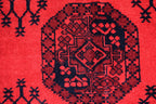 9.8x6.6 Ft vintage Pilpie (Elephant Foot) Afghan Handmade Rug Red Bright, Rugs for Living Room, Bedroom Rug, Office Rug Rare Collectible Rug