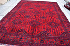 Handmade Beljik Rug 10.8x8.2 ft – Afghan Wool Carpet, Luxury Tribal Area Rug, Red Oriental Rug, Rugs For Living Room, Dining Room Rug