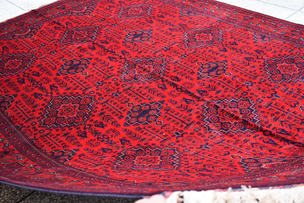 Handmade Beljik Rug 10.8x8.2 ft – Afghan Wool Carpet, Luxury Tribal Area Rug, Red Oriental Rug, Rugs For Living Room, Dining Room Rug