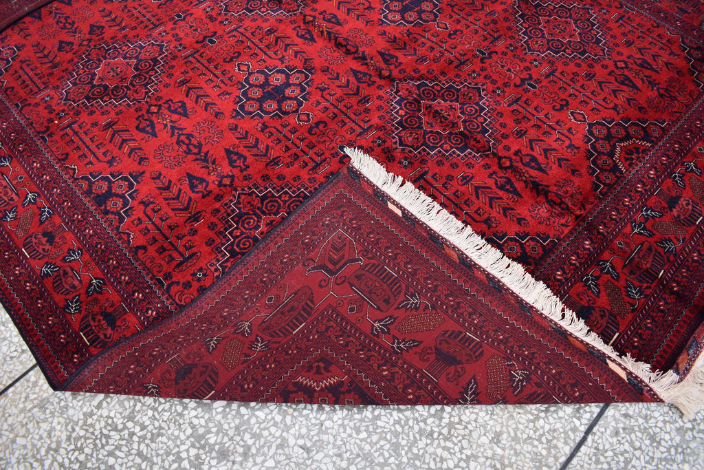 Handmade Beljik Rug 10.8x8.2 ft – Afghan Wool Carpet, Luxury Tribal Area Rug, Red Oriental Rug, Rugs For Living Room, Dining Room Rug
