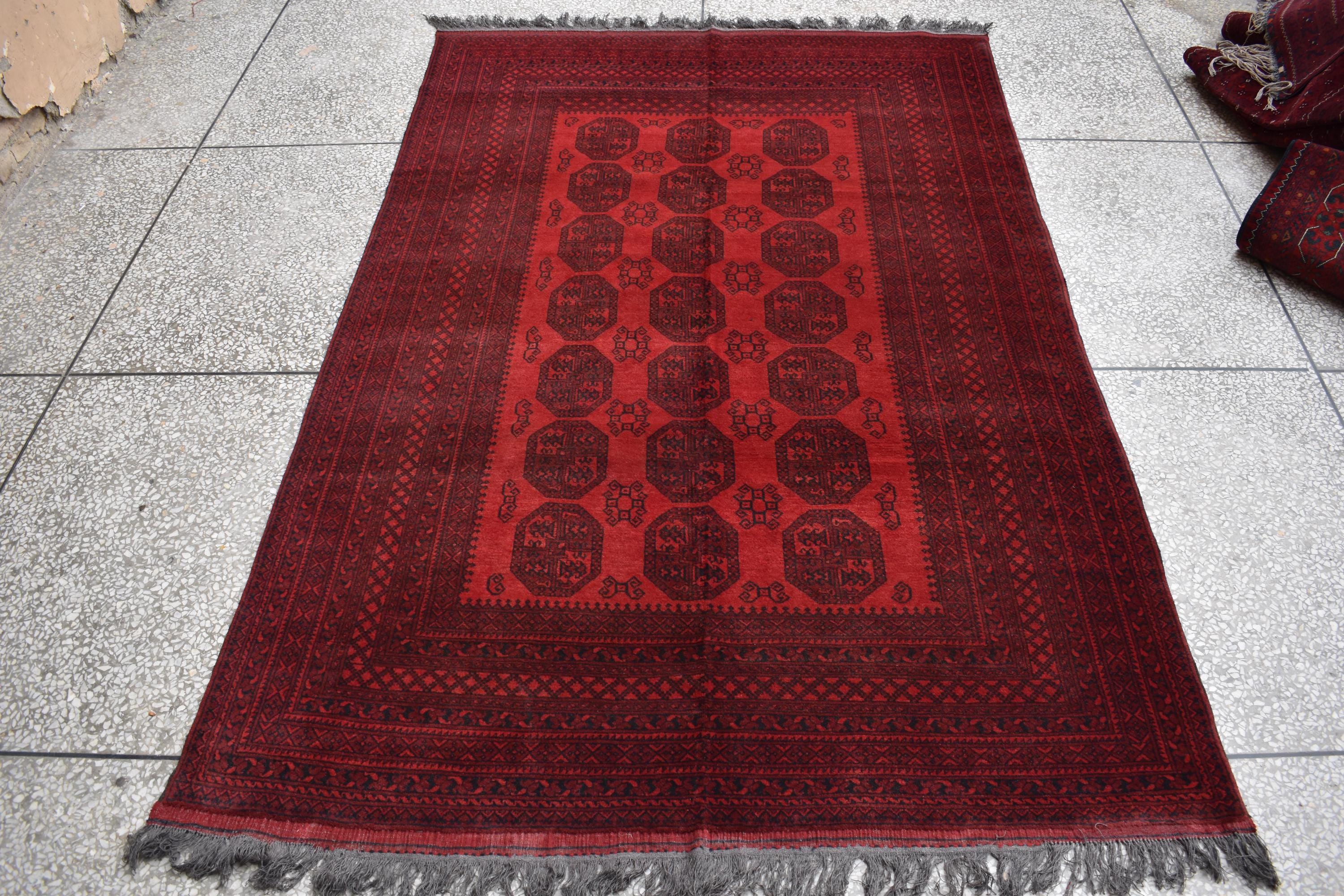 57-Year-Old Vintage Handmade Afghan Pilpie Rug – 9.3x6.1 ft – Antique Tribal Carpet – Boho Home Decor – Rare Collectible Rug