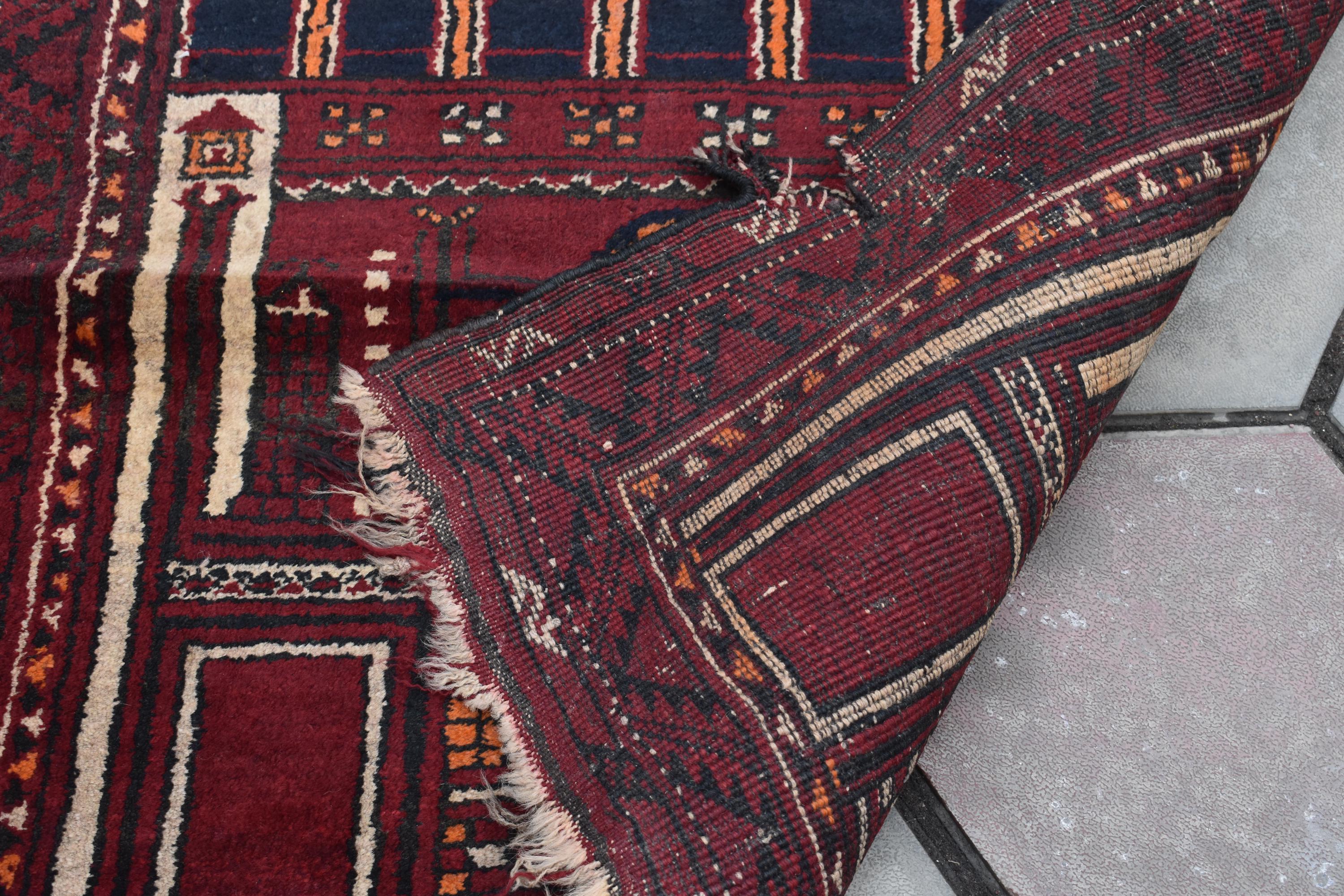100 year Old Vintage Afghan Handwoven Prayer Mat, Wall Hanging Rug, Rare Collectible Rug, Short Size Rug, Antique Rug, 4x2.6 ft