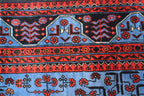 Navy Blue and Red Bukhara Afghan Handwoven Rug,Turkmen Wool Carpet 3x5Ft, Rugs For Living Room, Bedroom Rug, Dining Room Rug, Natural dyes,
