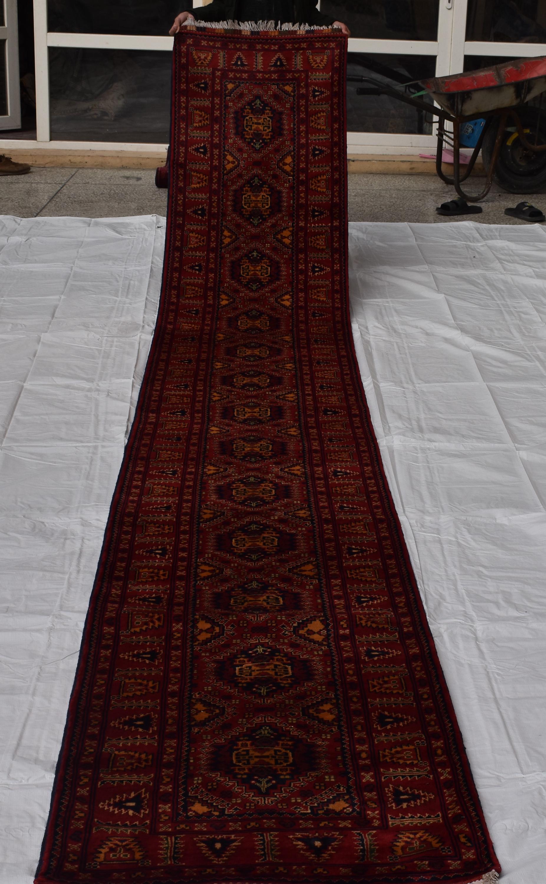 2x16 Ft Vintage Long Runner Rug, Afghan Bukhara Rug, Handmade 100% Wool Rug, Antique Turkmen Rug, Kitchen Runner, Hallway Runner Rug