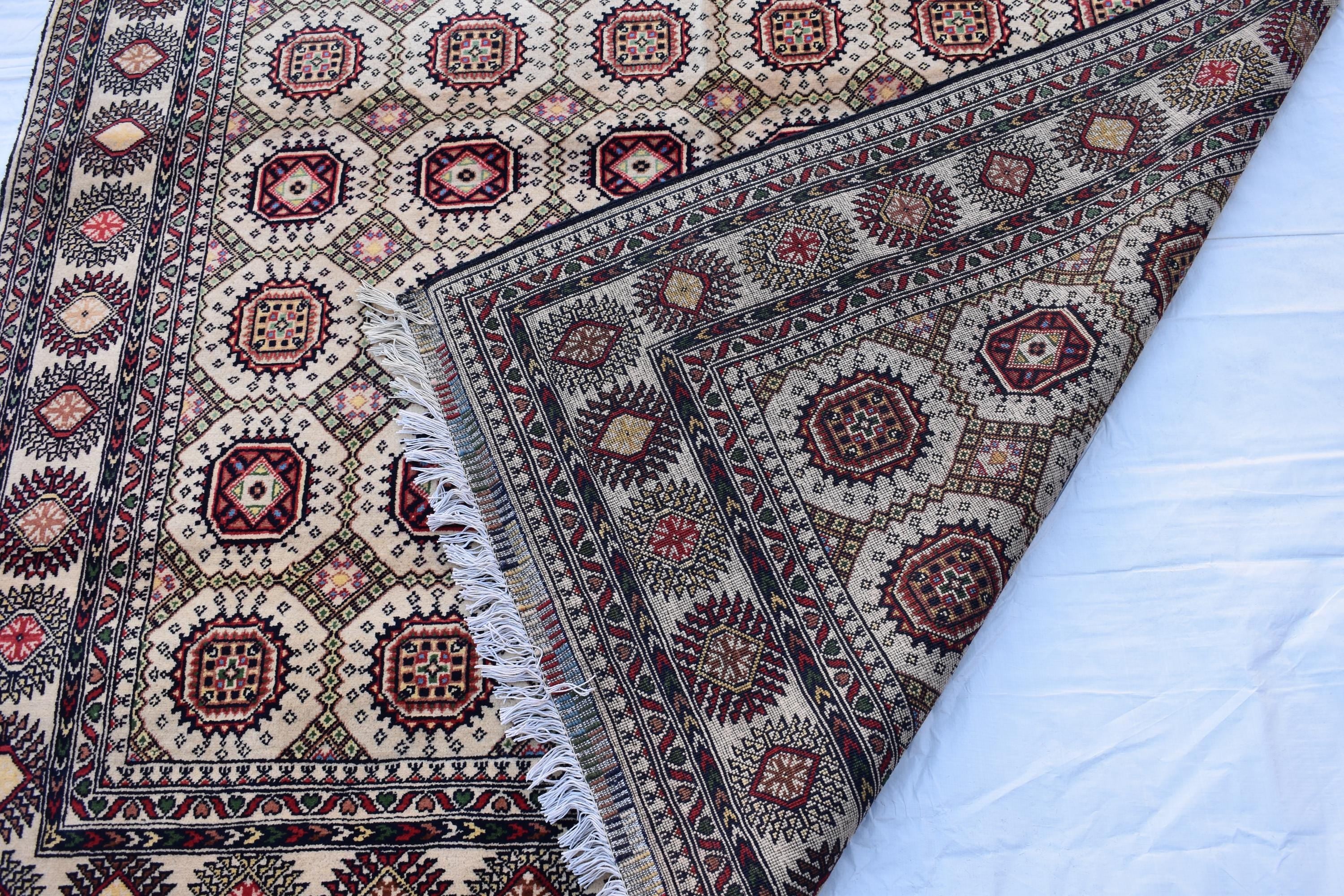 10x7 Handwoven Afghan Wool Tribal Sabiqa Design Rug, Rugs For Living Room-Beige Color-Bohemian Decor-perfect for Bedroom-10.1x5.6 ft