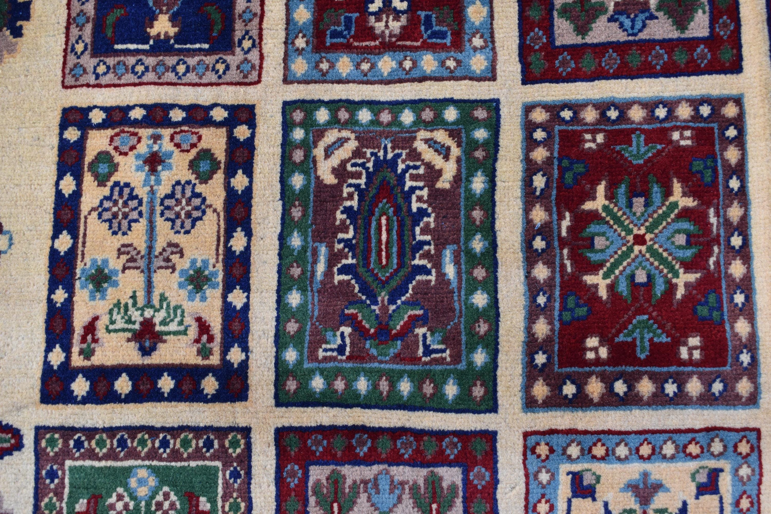 6x4 Handmade Ayni Tribal Design Medium Size Rug-Beige Color-Perfect For Bedroom-Bohemian Decor-Natural fibers-Living Room Rug 6.5x4.9 ft