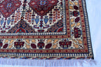Handmade Maranus Beljik Rug – 6.5x4.9 ft – Afghan Wool Tribal Geometric Design – Red & Beige – Bohemian Living Room Decor – Eco-Friendly