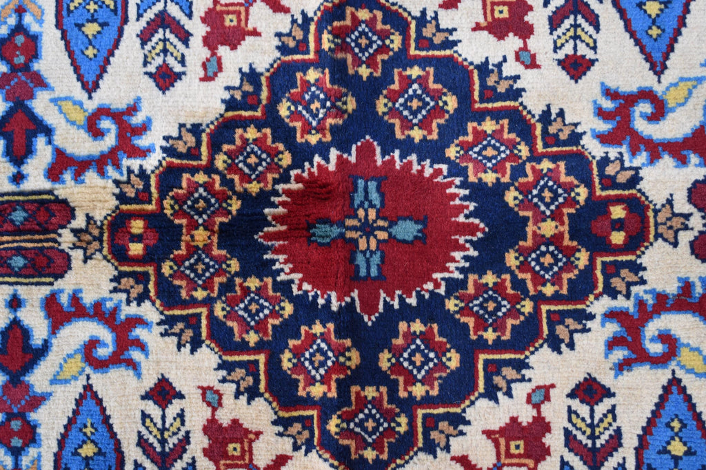 Handmade Maranus Beljik Rug – 6.5x4.9 ft – Afghan Wool Tribal Geometric Design – Red & Beige – Bohemian Living Room Decor – Eco-Friendly