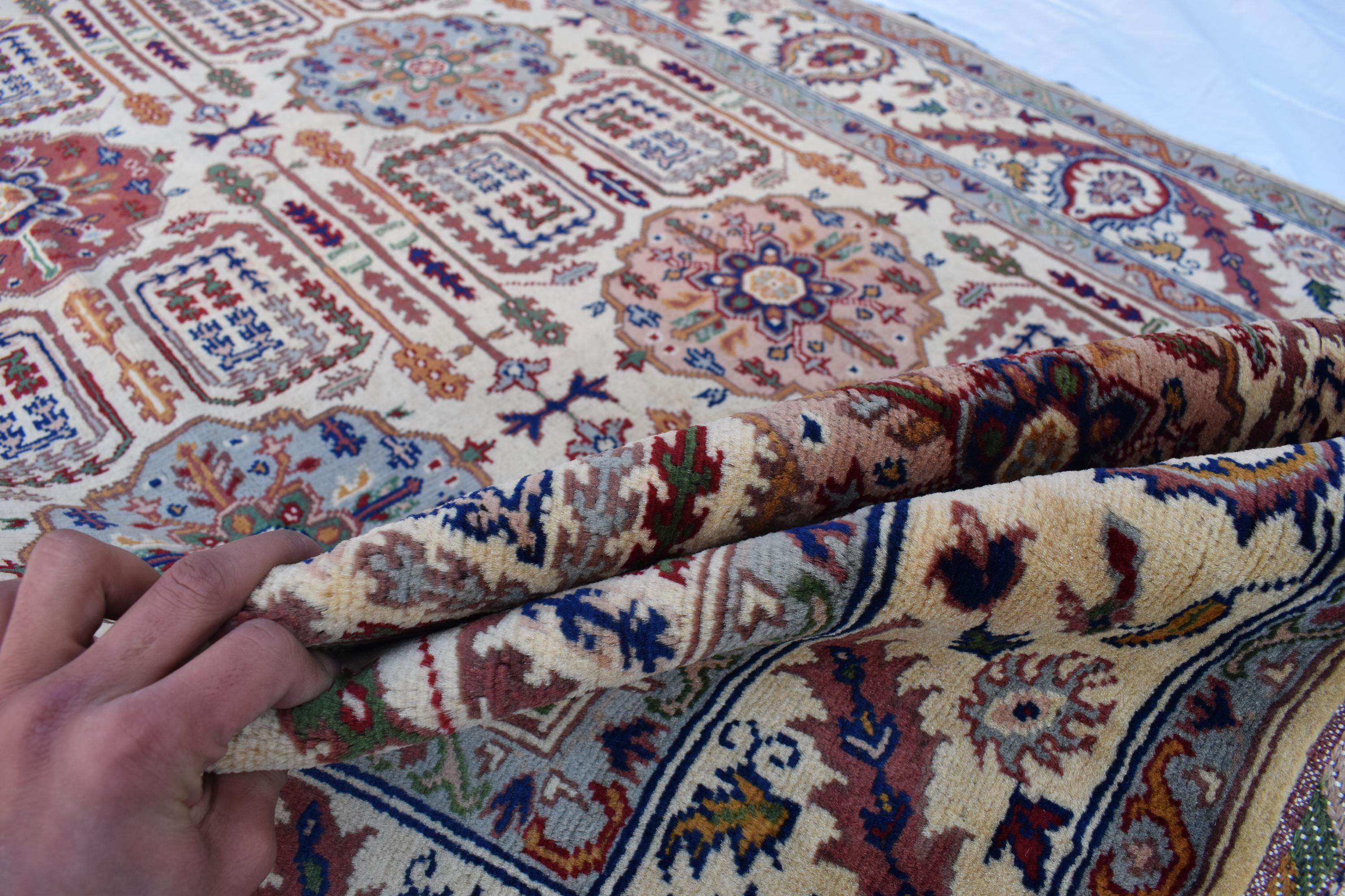 Handmade Gandumi Rug – 6.5x4.9 ft – Afghan Wool Tribal Geometric Design – Multicolored – Bohemian Living Room Decor – Eco-Friendly