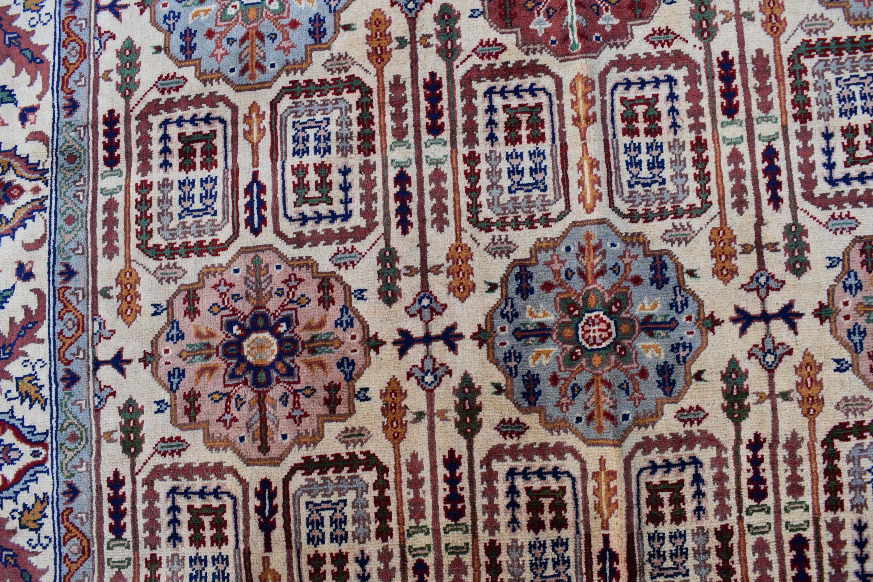 Handmade Gandumi Rug – 6.5x4.9 ft – Afghan Wool Tribal Geometric Design – Multicolored – Bohemian Living Room Decor – Eco-Friendly