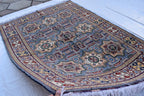 Handmade Kazak Rug – 6.5x4.9 ft – Afghan Wool Tribal Geometric Design – Silver Color– Bohemian Living Room Decor – Eco-Friendly