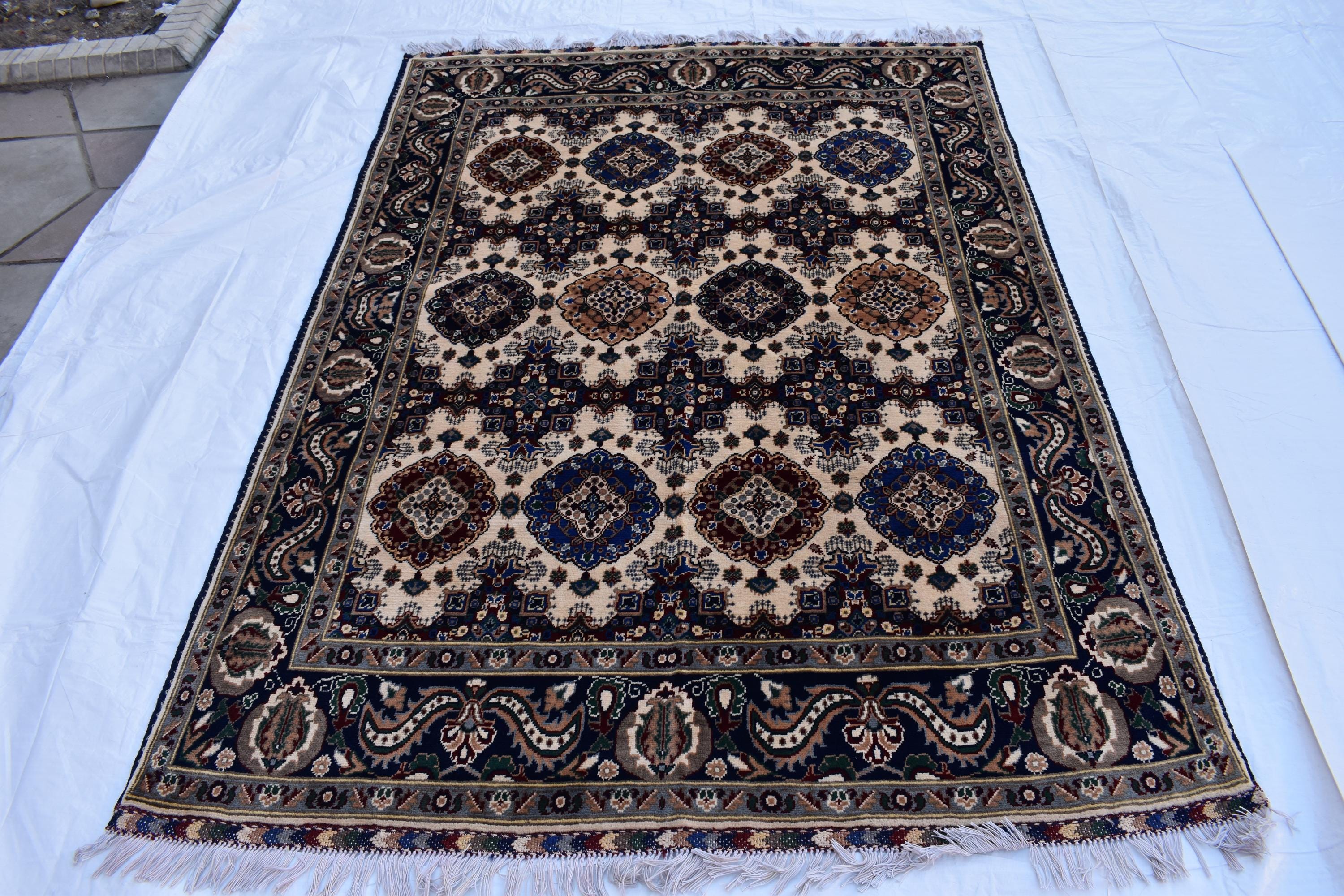 Handmade Maranus Rug – 6.5x4.9 ft – Afghan Wool Tribal Geometric Design – Multicolor – Bohemian Living Room Decor – Eco-Friendly-Medium Size