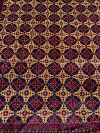 8x12ft Large Yousafi Tribal Rug – Handwoven Afghan Wool Carpet with Geometric Patterns & Rich Red, Golden Perfect for Living Room, 349x240