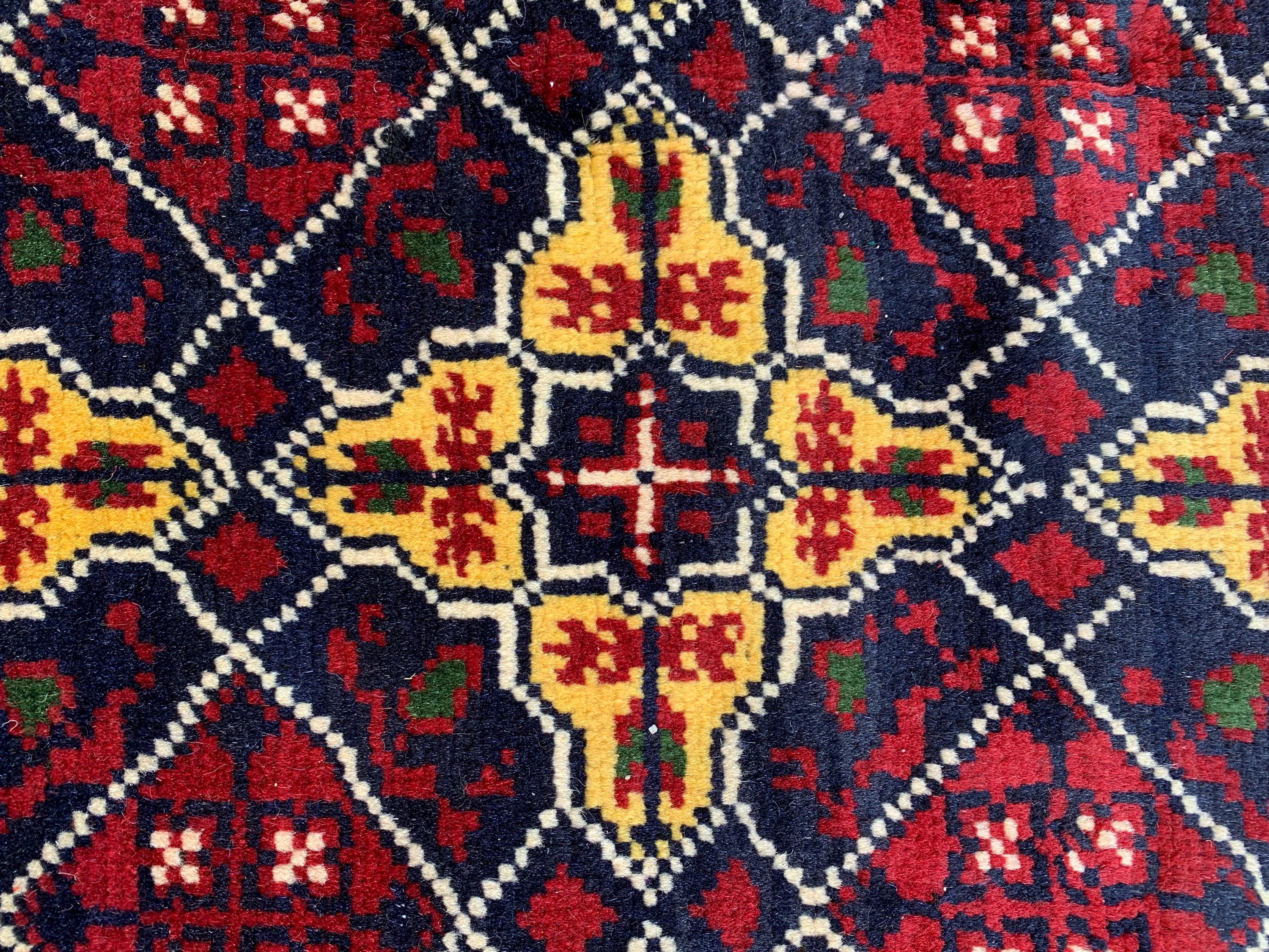 8x12ft Large Yousafi Tribal Rug – Handwoven Afghan Wool Carpet with Geometric Patterns & Rich Red, Golden Perfect for Living Room, 349x240
