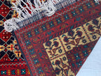 8x12ft Large Yousafi Tribal Rug – Handwoven Afghan Wool Carpet with Geometric Patterns & Rich Red, Golden Perfect for Living Room, 349x240
