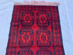 4x7 Vintage Elephant Footprint Rug – Handmade Afghan Wool Carpet with Traditional Tribal Patterns in Rich Navy Blue & Red 3.5x6.7 ft,