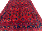 7x10 Sitara Naksha Rug – Handmade Afghan Wool Carpet with Traditional Geometric Patterns in Rich Red & Blue – Living Room Rug 6.6x9.8 ft