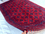 7x10 Sitara Naksha Rug – Handmade Afghan Wool Carpet with Traditional Geometric Patterns in Rich Red & Blue – Living Room Rug 6.6x9.8 ft